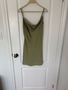 SHEIN Olive Cowl Neck Slip Mini Dress